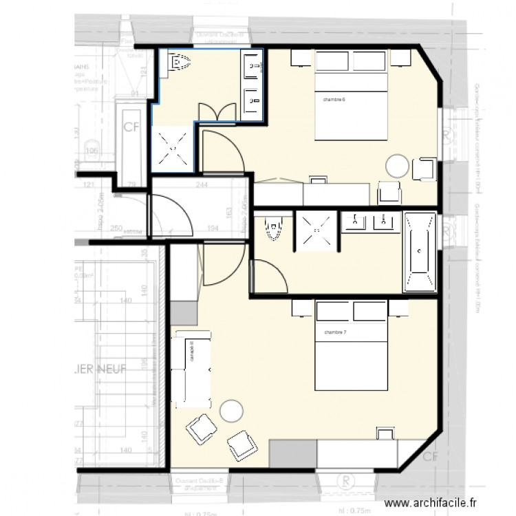 Chambre 6 et 7 Lisa Paunovitch C. Plan de 0 pièce et 0 m2
