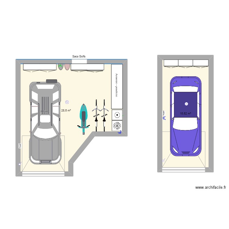 garage 1 cannes V2. Plan de 2 pièces et 44 m2