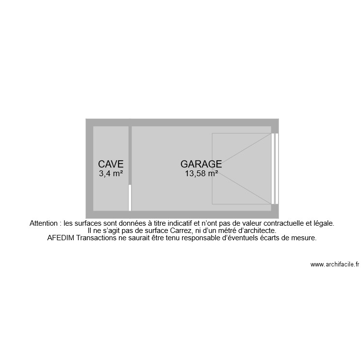 BI 7170 GARAGE. Plan de 2 pièces et 17 m2