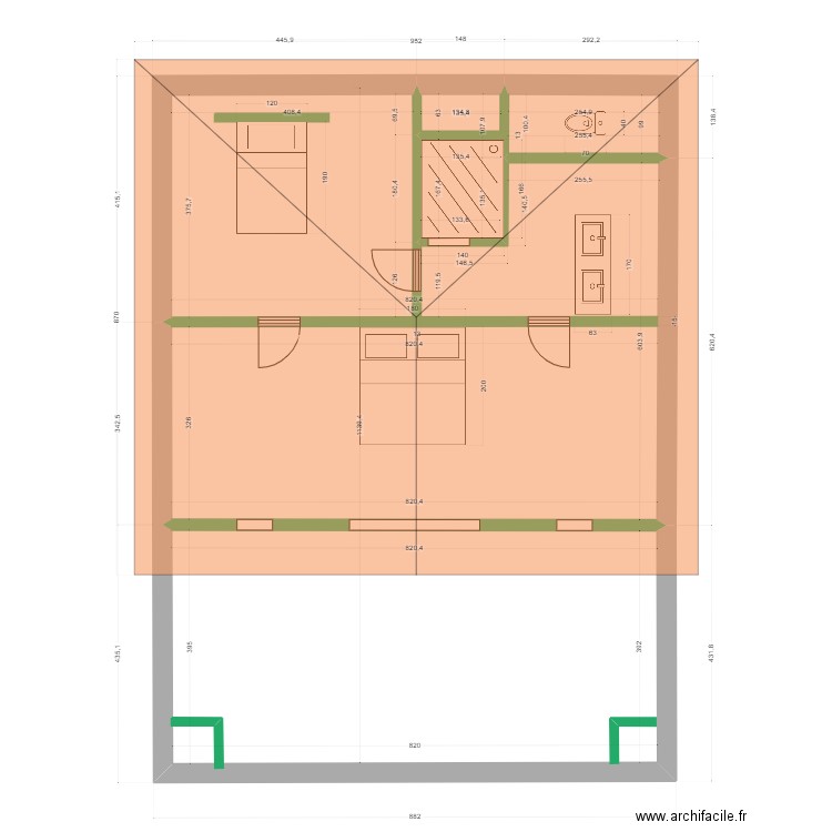 Modification 1er Maison existante + toit. Plan de 0 pièce et 0 m2