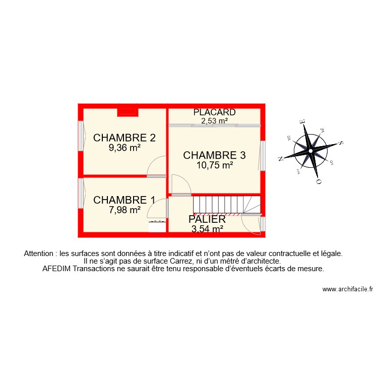 BI 8234 ETAGE 1. Plan de 7 pièces et 36 m2