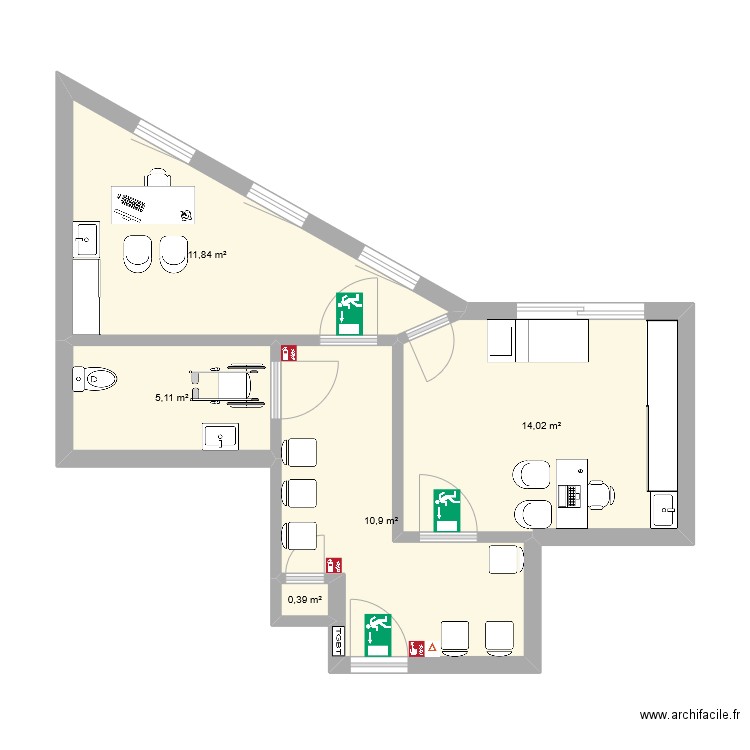 epsilon naturo. Plan de 5 pièces et 42 m2