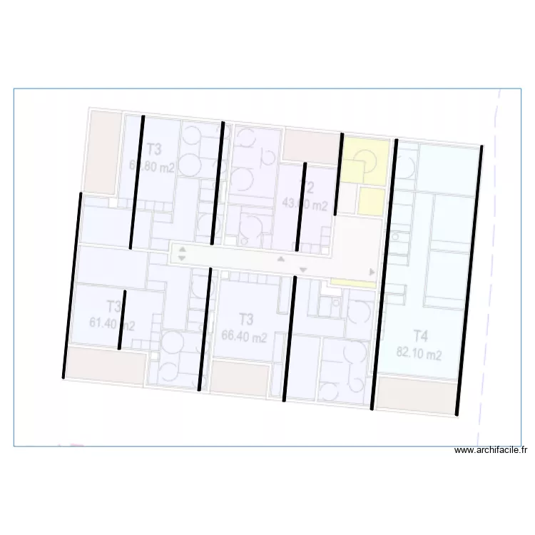 Etages courants bat b. Plan de 