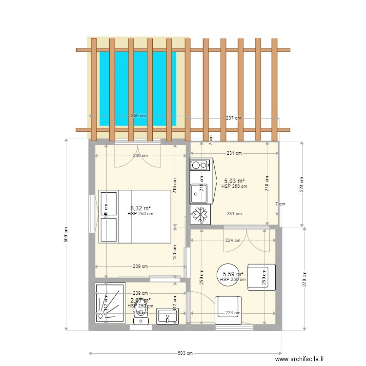 plan robert. Plan de 4 pièces et 22 m2