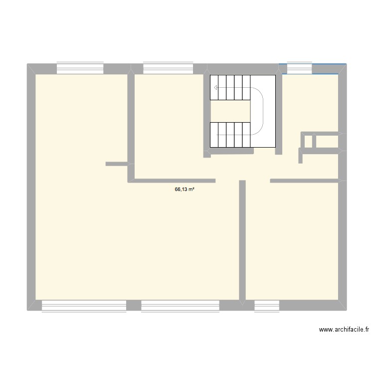 Structure 1er 2 ème étage Théodore. Plan de 1 pièce et 66 m2