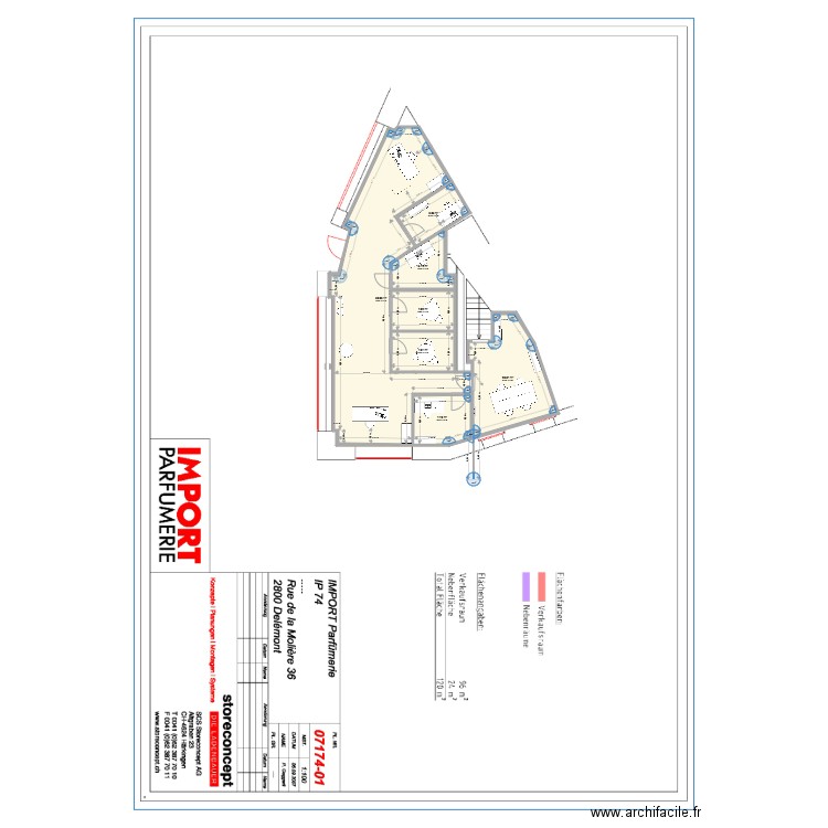 Delemont Moliere. Plan de 7 pièces et 114 m2