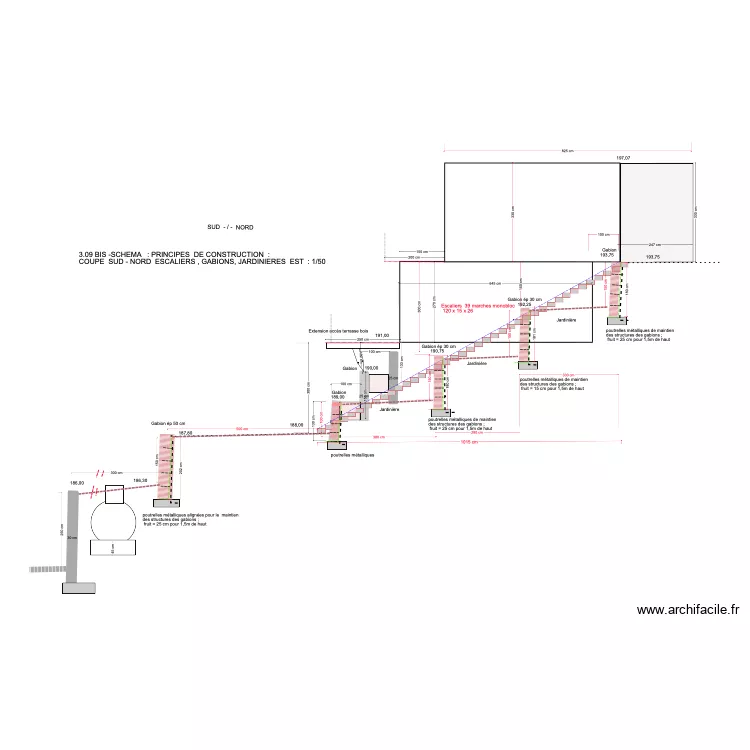 3.09bis- SCHEMA PRINCIPES DE CONSTRUCTION  JARDINIERES EST . Plan de 