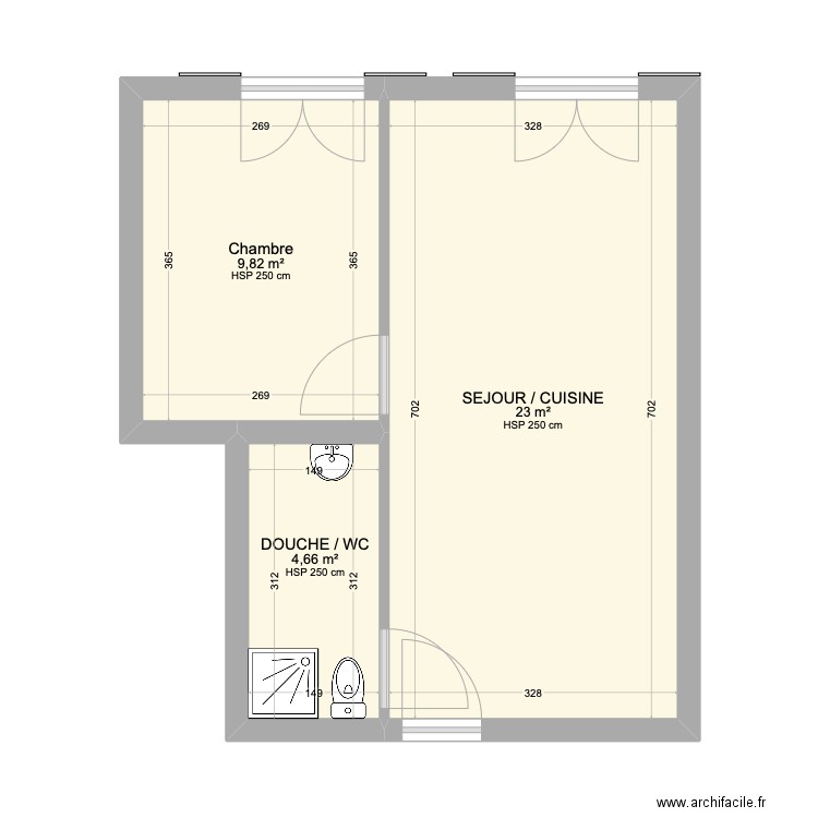 SERCKI. Plan de 3 pièces et 37 m2