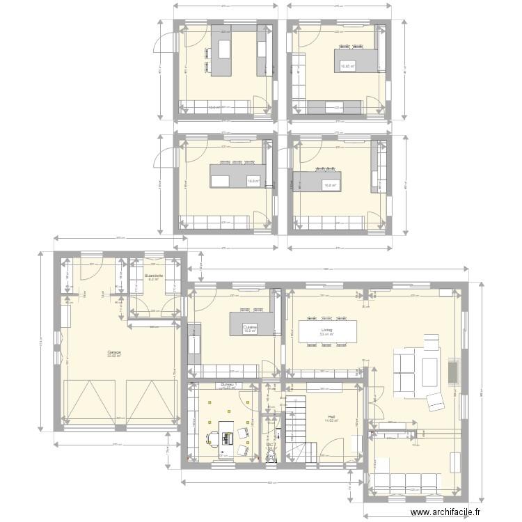 maison. Plan de 11 pièces et 205 m2