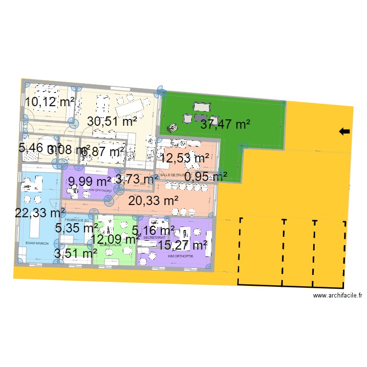 plan local pro 4 plein pied. Plan de 17 pièces et 205 m2