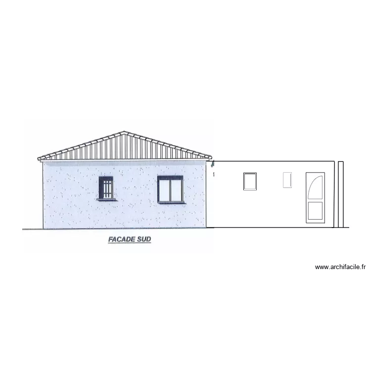 facade sud garage . Plan de 