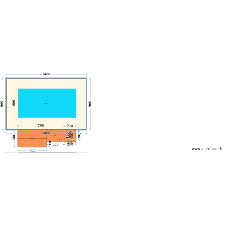 Piscine Pool House mai22. Plan de 3 pièces et 140 m2