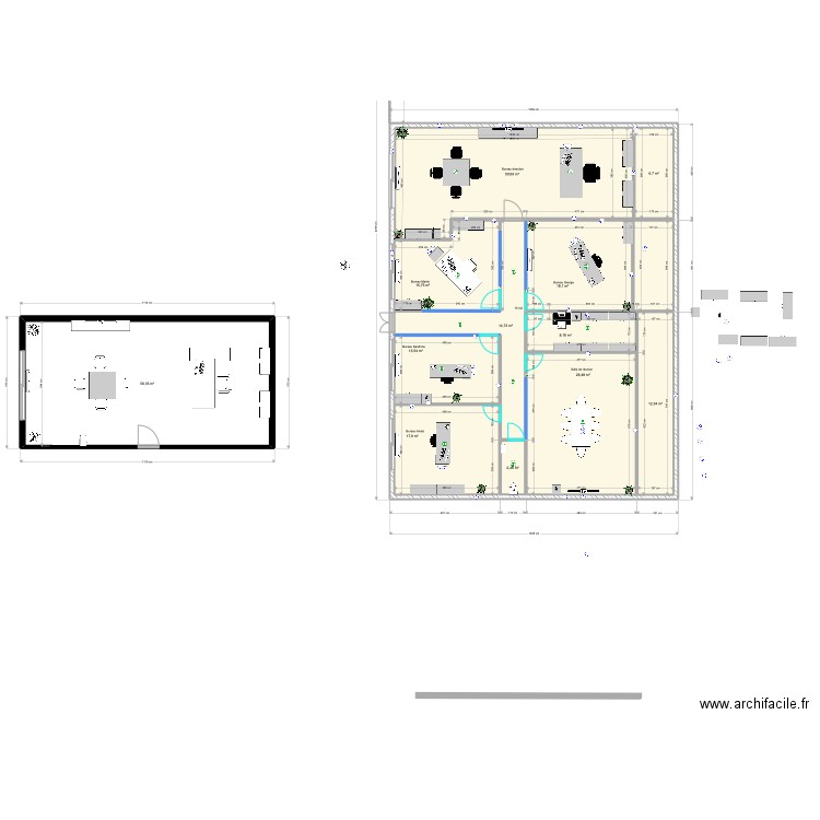 bureau. Plan de 12 pièces et 248 m2