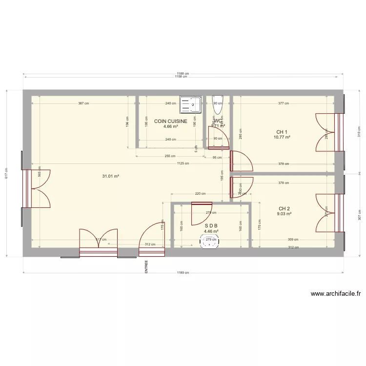 BERLIOZ 62 M2 HABITABLE. Plan de 