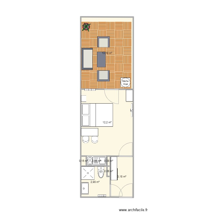 Studio VLG 18m2. Plan de 8 pièces et 33 m2