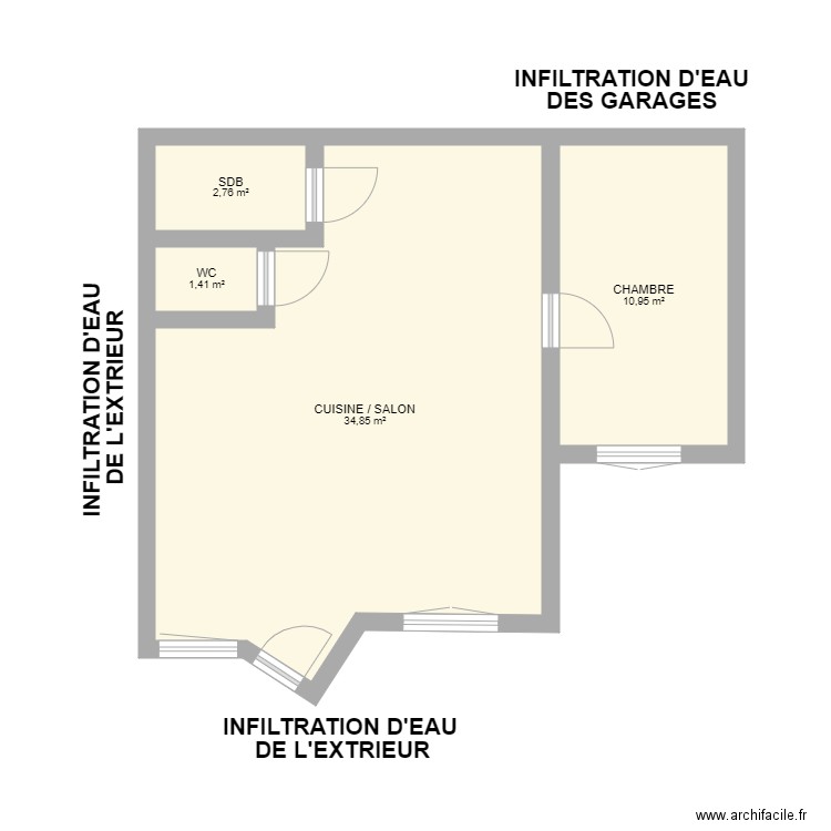 BOURGUOIN. Plan de 4 pièces et 50 m2