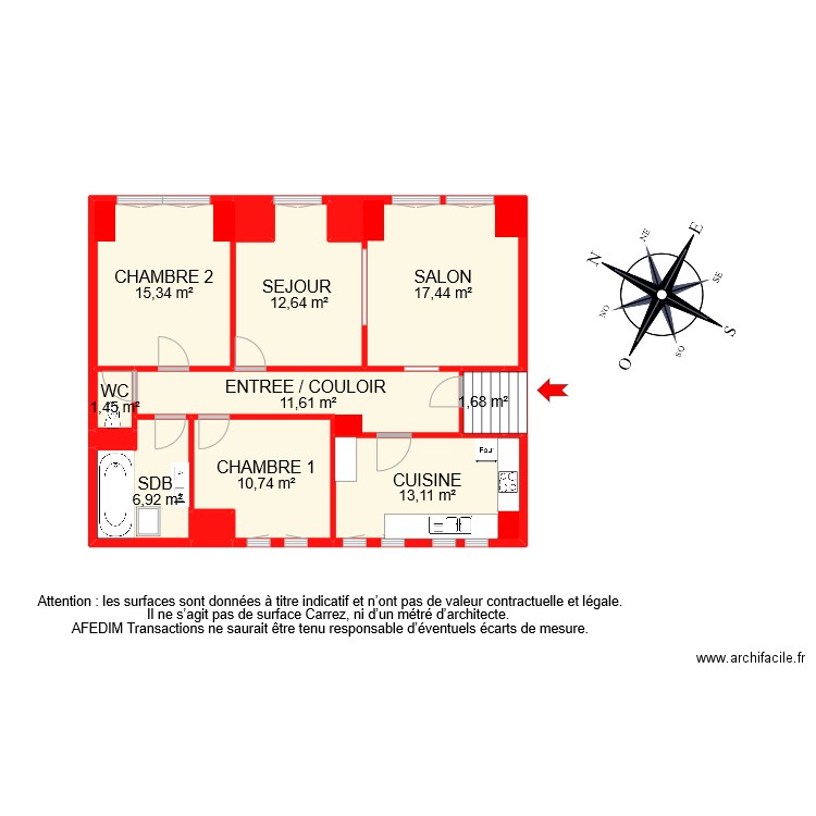 BI 8180. Plan de 14 pièces et 94 m2