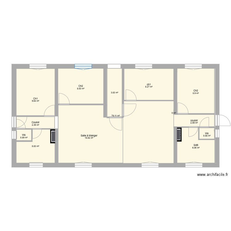 Plan étage 2 T3 Electricité. Plan de 0 pièce et 0 m2