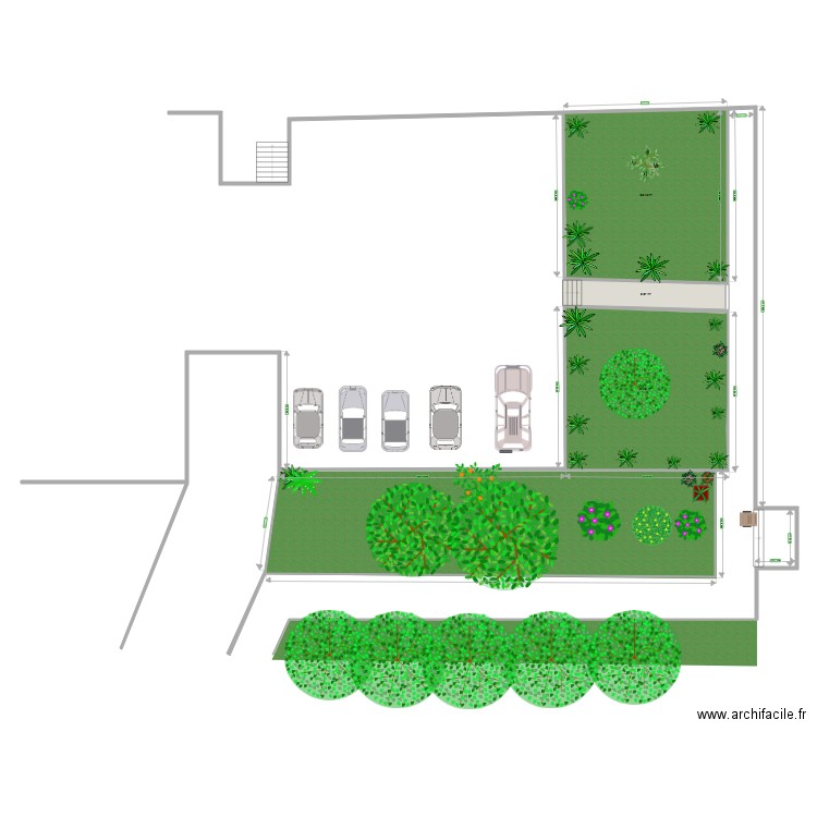 Jardin Actuel. Plan de 3 pièces et 138 m2