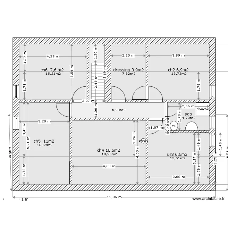 étage du 98m2 (52m2). Plan de étage du 98m2 (52m2). Plan de