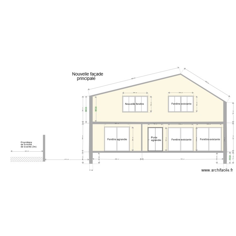 Façade avant après. Plan de 3 pièces et 70 m2