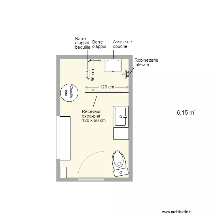 Brouaux SDB projet. Plan de 