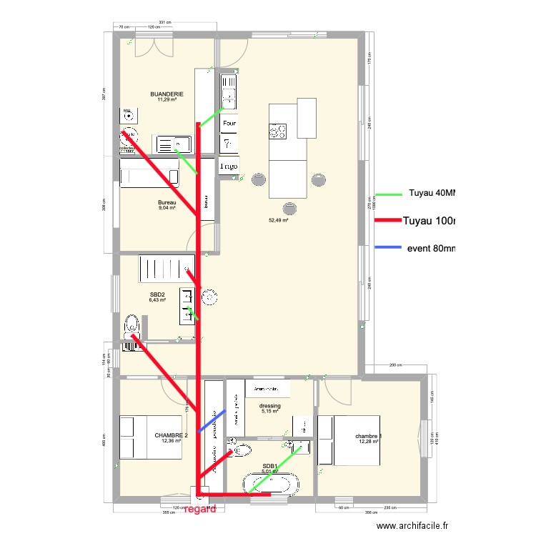 magescq 4 evacuation. Plan de 8 pièces et 114 m2