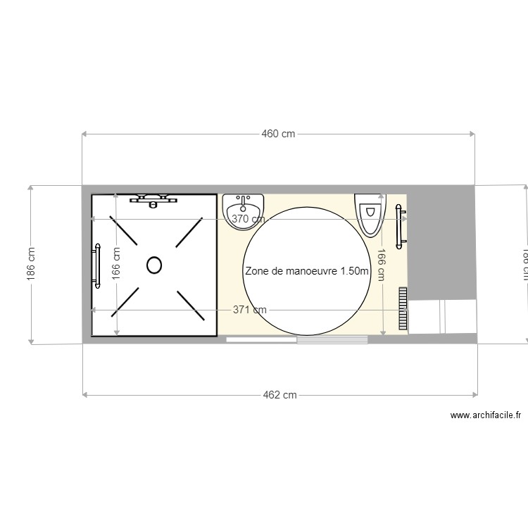 SDB PMR. Plan de 0 pièce et 0 m2