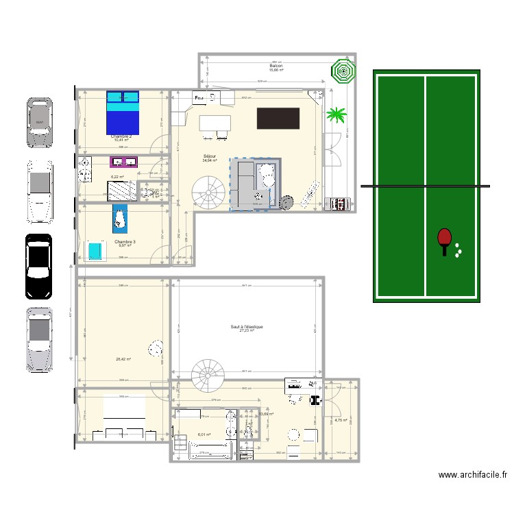 Appart Rourou et Marul 2. Plan de 12 pièces et 157 m2