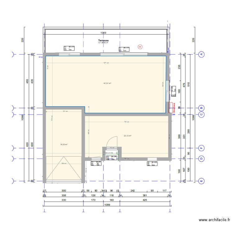 Projet 2 Etage. Plan de 3 pièces et 90 m2