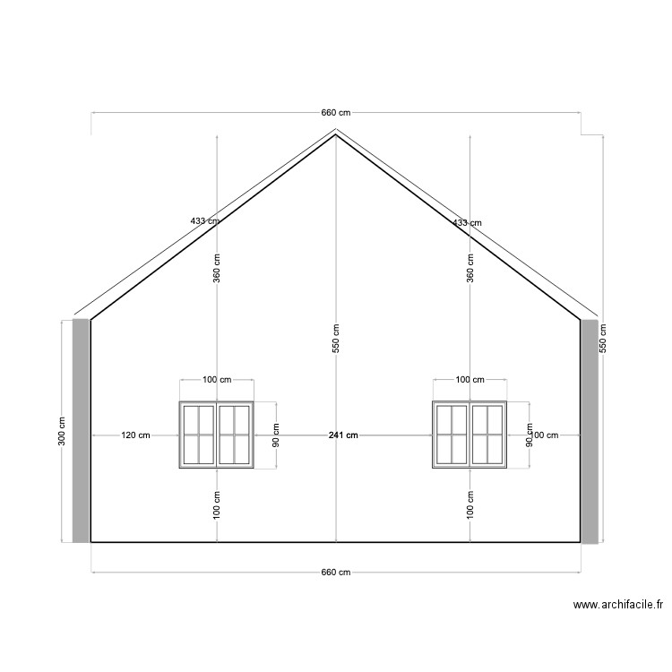 Façade coté portail. Plan de 0 pièce et 0 m2