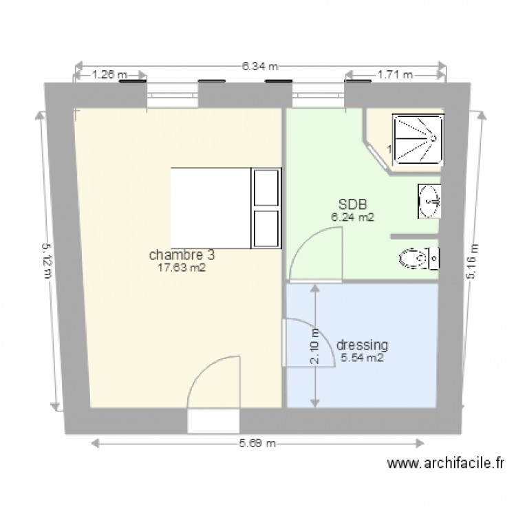 mur chambres 1er etage V1. Plan de 0 pièce et 0 m2