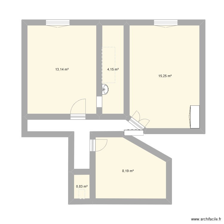 rafaelli. Plan de 5 pièces et 42 m2