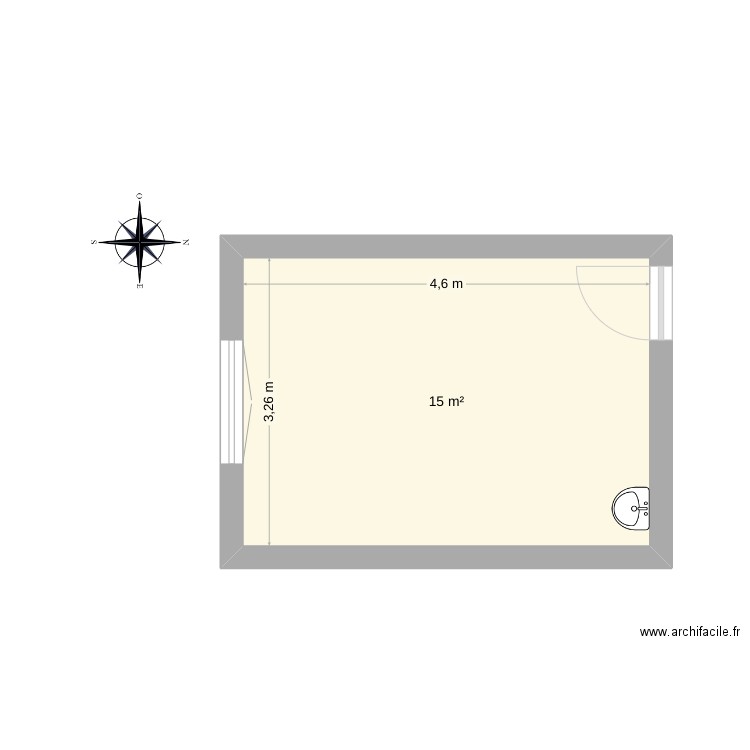 seconde projet 1. Plan de 1 pièce et 15 m2