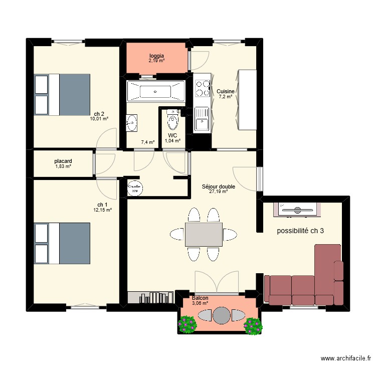 CASTILLO fouquet. Plan de 11 pièces et 72 m2