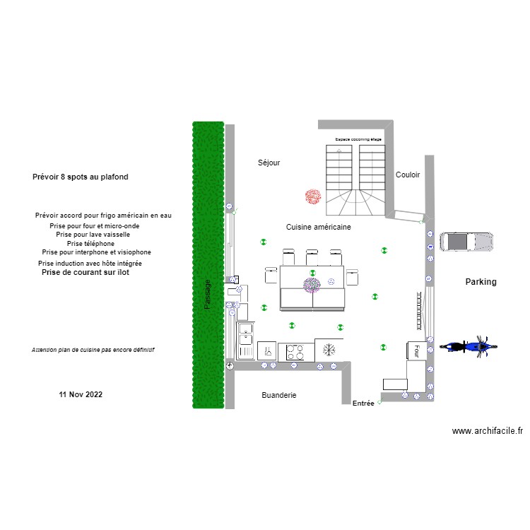 Cuisine américaine Vassy Oct. Plan de 0 pièce et 0 m2