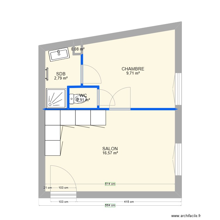 GUILLEN Maxime. Plan de 5 pièces et 30 m2