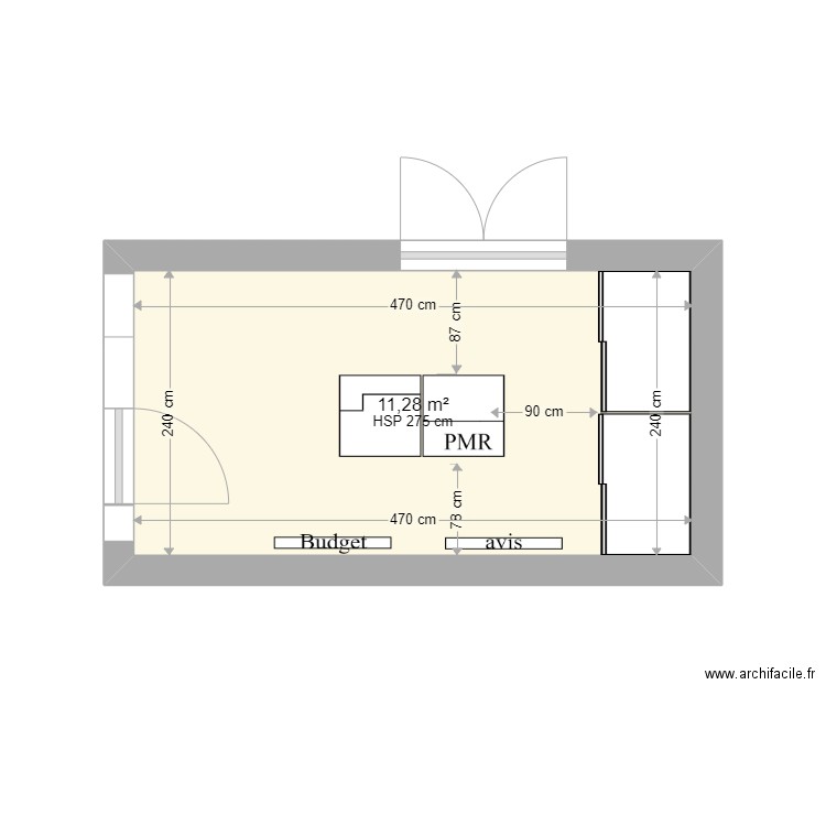 Arcachon V2. Plan de 1 pièce et 11 m2