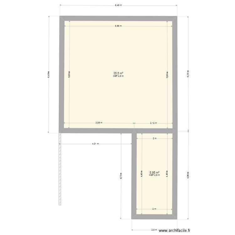 la teste de buch . Plan de 2 pièces et 44 m2