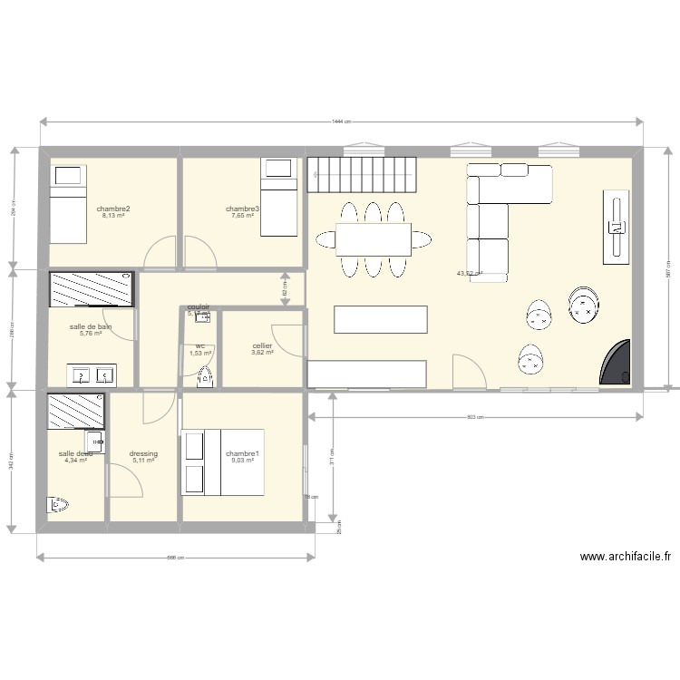 maison pouget. Plan de 10 pièces et 94 m2