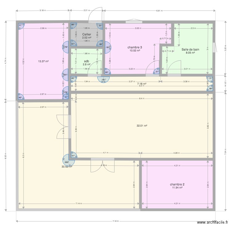 Maudette terasse en L. Plan de 0 pièce et 0 m2