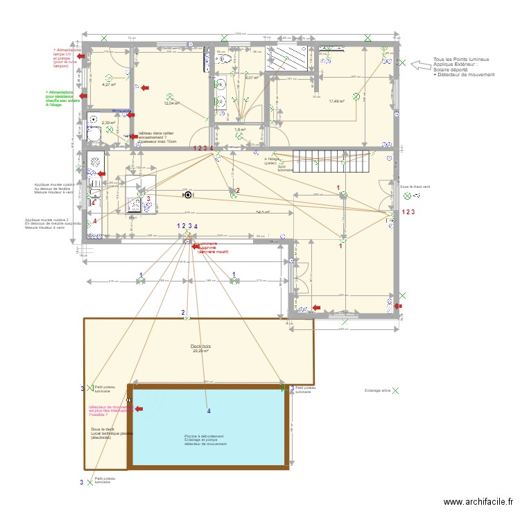 Hauteur Lezarde Deck. Plan de 8 pièces et 130 m2