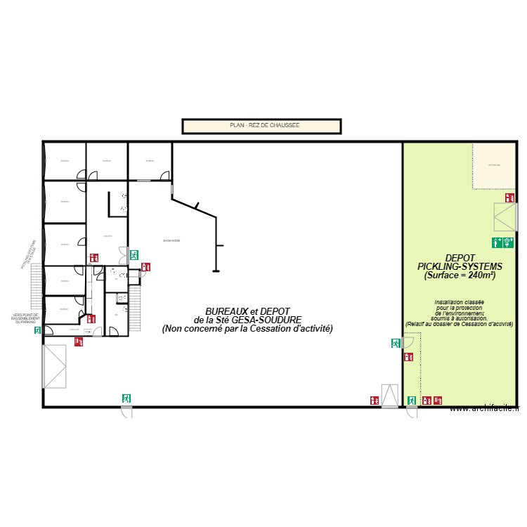 bat rdc depot CESSATION. Plan de 0 pièce et 0 m2