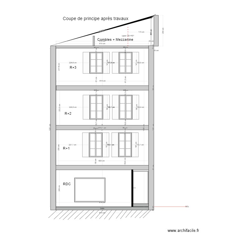 PAMIERS3 - COUPE après travaux. Plan de 0 pièce et 0 m2