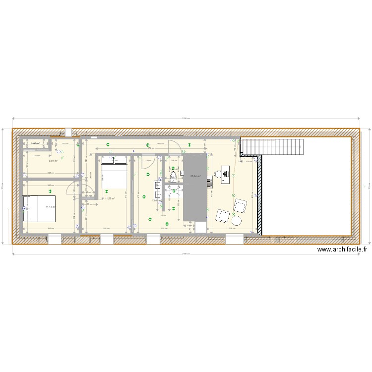 Electricité RDC V3 cotes . Plan de 15 pièces et 299 m2