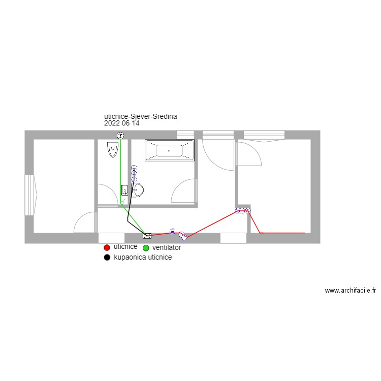 plan-Uticnice-Sjever-Sredina. Plan de 1 pièce et 30 m2