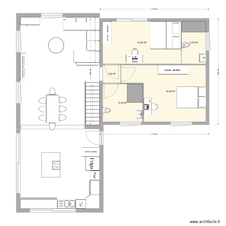 plan maison extension 2 chambres. Plan de 0 pièce et 0 m2