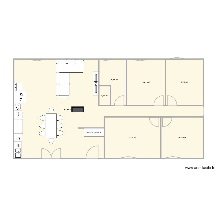 Plan Vierge 2. Plan de 7 pièces et 99 m2