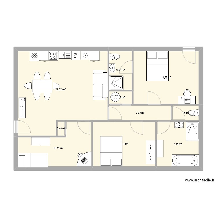 sainte colombe. Plan de 10 pièces et 80 m2