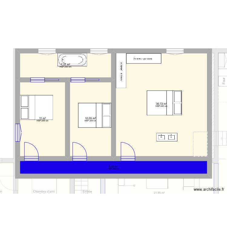 Étage . Plan de 15 pièces et 295 m2